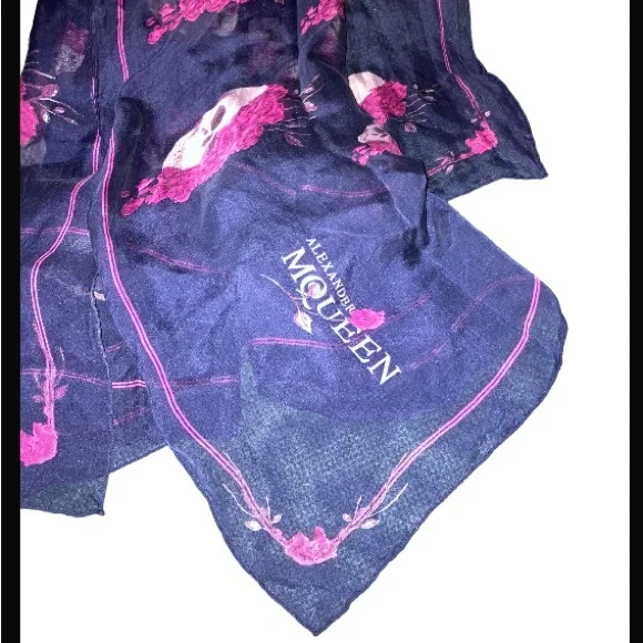 Alexander McQueen Skull Flower Silk Scarf